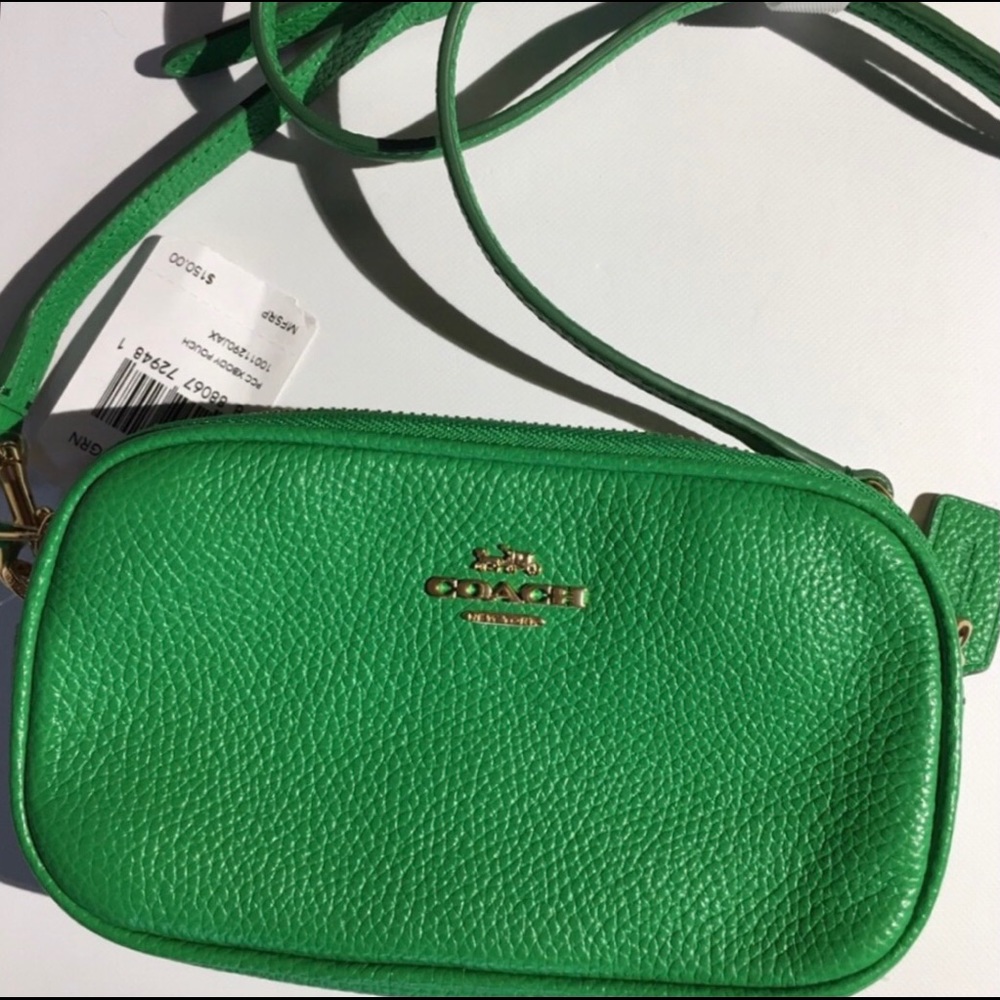 Coach Crossbody Pouch Green Leather